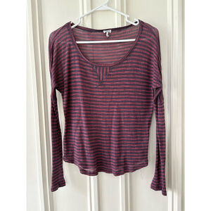 Splendid Stripedbrick red and blue gray Long Sleeve lightweight sweater Size M